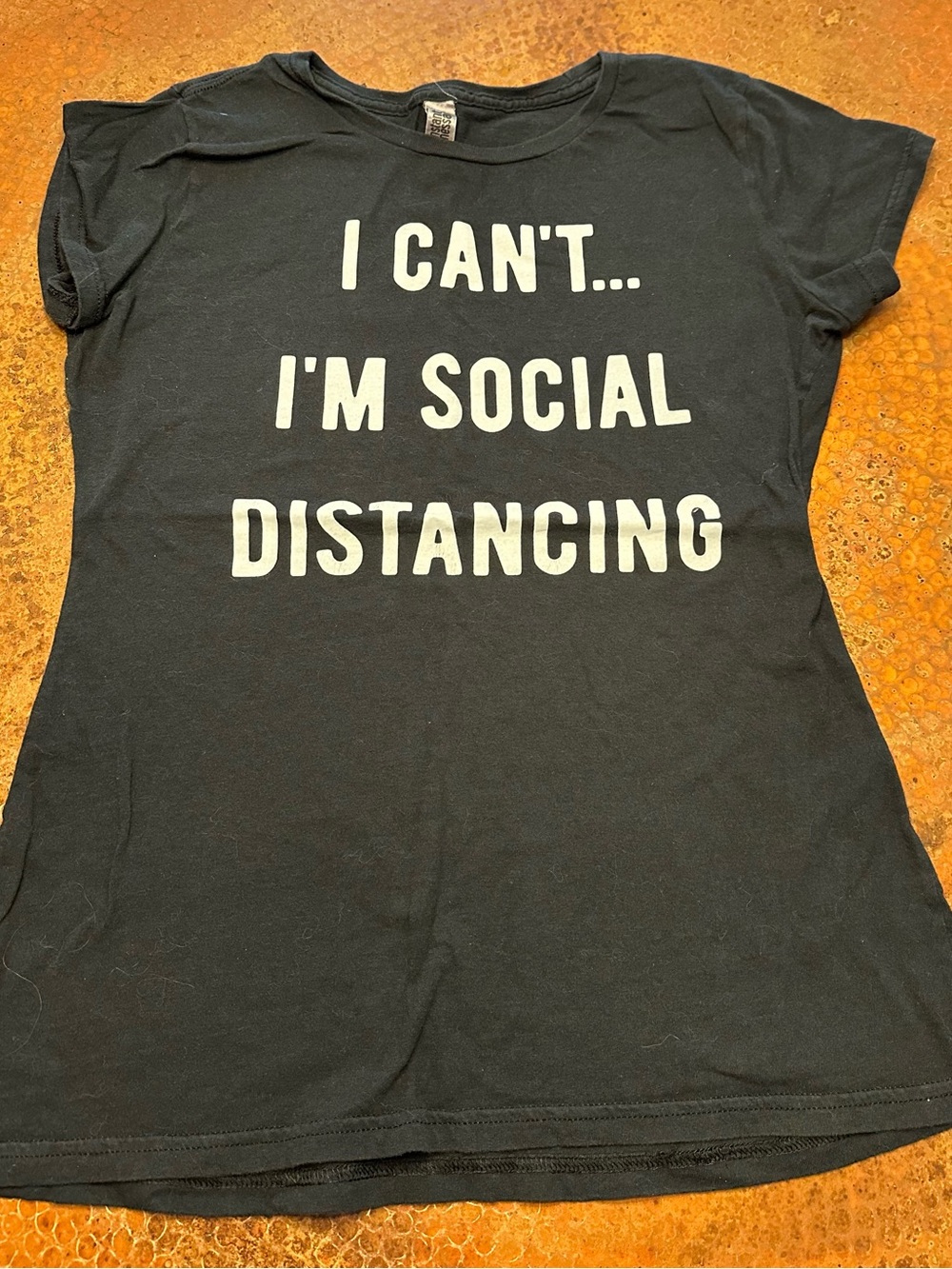 Black Women's Short-Sleeve Graphic Tee - "I CAN'T... I'M SOCIAL DISTANCING"
